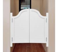 Solid Wood Cafe Swinging Doors - Elegant Double Door Saloon Doors with Stainless Steel Hinges for Kitchen, Bar(White,100x100cm)