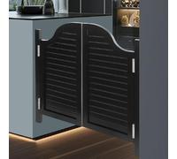 Solid Wood Cafe Swinging Doors - Elegant Double Door with Stainless Steel Hinges for Kitchen, Bar, Cafe Use(Black,80x90cm)