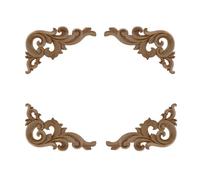 Solid Wood Carved Flower Corner Applique Unpainted Wood Carved Corner Applique Pack of 4 Multiple Sizes(9x15cm/3.5x5.9inch)