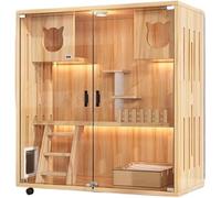 Solid Wood Cat House Double Layer Indoor Pet Cage Villa Cabinet Nest