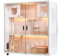 Solid Wood Cat House Indoor Pet Cage Double-layer Cabinet Cat Room Pet Nest