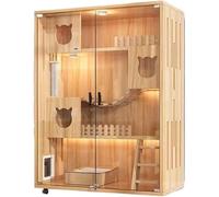 Solid Wood Cat House Indoor Pet Cage Double-layer Cabinet Cat Room Pet Nest