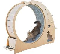 Solid Wood Cat Tree & Tower with Treadmill, Climbing Frame & Big Roller Exercise Wheel - Durable Cat Supplies for Active Play & Fitness, Perfect for Cats & Kittens