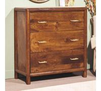 Solid Wood Chest of Drawer, 3-Drawer Storage Cabinet with Generous Organisation, Elegant Circular Silhouette, Brown Aosom UK