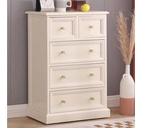 Solid Wood Chest of Drawers - American Style Bedroom Storage Cabinet, Beige & White Finish, Walnut Color, 58cm Wide, Elegant Living Room Sideboard, Durable Furniture Solution (Beige 75cm/29.5in)