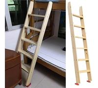 Solid Wood Children's Bunk Bed Ladder with Hook Brackets & Non Skid Feet Pads 69" Tall Loft Bed Ladder for College Dorm or Camper 3.9" Wide Steps Safe for Kids