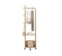 Solid Wood Clothes Rack Free Standing Coat Hanger Mobile Storage Shelf for Entryway & Living Room Large Wooden Clothing nizer (Wood Color)