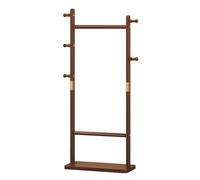 Solid Wood Clothes Rack with 5 Hanging Ears and Storage - Freestanding Rails for Living Room Bedroom Multifunctional Rail