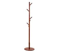 Solid Wood Coat Rack with 8 Hooks Free Standing Hall Tree for Entryway Stable Round Base Stylish Honey Finish - Ideal for Home or Office nization