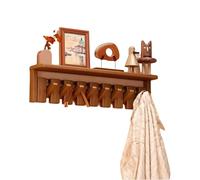 Solid Wood Coat Rack with Piano Key Hooks Modern Space-Saving Design Unique Foldable Hangers for Coats Walnut Finish 8 Key 55 * 18.4 * 12cm.