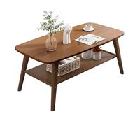 Solid Wood Coffee Table - 2-Tier Modern Coffee Table - Natural Oak Wood with Storage Shelf and Open Tabletop - Rectangular Coffee Table for Living Room Apartment Office, Easy Assembly ( Color : Walnut