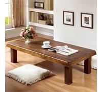 Solid Wood Coffee Table, Farmhouse Rustic Rectangular Center Table for Living Room Retro Side Table Vintage Dining Table, Old Style End Tables(Brown,100cm)