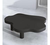 Solid Wood Coffee Table Set for Living Room - Modern French Country Design Abstract End Table with Durable Base Perfect for Reception or Office (Deep Black 90x60x4)