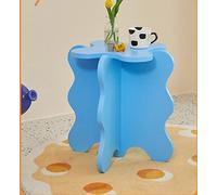 Solid Wood Coffee Table with Cartoon Petal Design, Wave Side Table for Bedroom or Living Room, Simple Small Accent Table