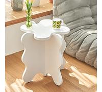 Solid Wood Coffee Table with Cartoon Petal Design, Wave Side Table for Bedroom or Living Room, Simple Small Accent Table