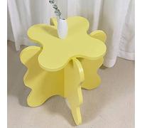 Solid Wood Coffee Table with Cartoon Petal Design, Wave Side Table for Bedroom or Living Room, Simple Small Accent Table