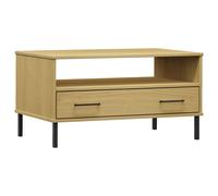 Solid Wood Coffee Table with Metal Legs OSLO Couch Table Multi Colours vidaXL