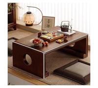 Solid Wood Coffee Table with Storage Shelf, Rustic Rectangular Center Table for Living Room, Farmhouse Tea Table for Home or Office