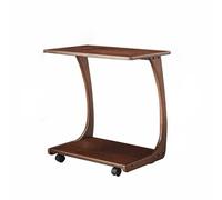 Solid Wood Coffee Table with Wheels Removable Sofa Side Table Cabinet 360° Rotation Double-Layer Open Storage Square Corner Table Multi Scenario Use