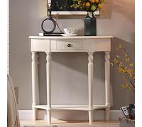 Solid Wood Console Table with Drawer, Victorian Half Moon Entryway Table, Semi-Circle Sofa Sideboard for Living Room Foyer, Walnut Finish