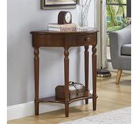 Solid Wood Console Table with Drawer, Victorian Half Moon Entryway Table, Semi-Circle Sofa Sideboard for Living Room Foyer, Walnut Finish
