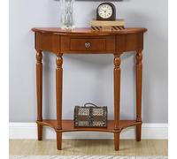 Solid Wood Console Table with Drawer, Victorian Half Moon Entryway Table, Semi-Circle Sofa Sideboard for Living Room Foyer, Walnut Finish
