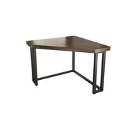 Solid Wood Corner Desk, Triangular Computer Workstation with Metal Legs for Bedroom and Living Room, Multifunctional Desk for Small Spaces