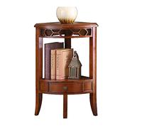 Solid Wood Corner Side Table, Durable Fan-Shaped Triangular Cabinet for Living Room & Bedroom, Small Shelf with Drawers, Cherry Finish, 15.74"x15.74"x31" - 2 Stylish Designs
