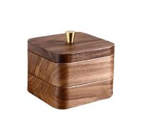 Solid Wood Cotton Bud Holder Dispenser Cotton Pad Holder ,Toothpick Storage Jar Toothpick Cotton Swab Organizer Case(2 Layers)