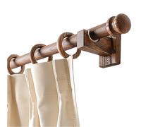 Solid Wood Curtain Rod Simple Design Walnut Color Adjustable Length 100 320 cm Ideal for Living Room & Bedroom Includes Brackets for Easy Installation.