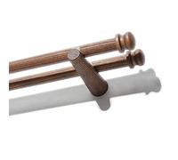 Solid Wood Curtain Rod with Load-Bearing Rings, Adjustable 55.1 Inches, Black, for Modern Window Decor