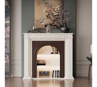 Solid Wood Decorative Fireplace Cabinet, Vintage Mantel with Open Storage Shelf for Living Room and Entryway