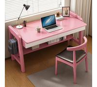 solid wood desk,Height Adjustable Computer Desk with Drawers, Modern Solid Oak Writing Desk with Storage Shelf for Bedroom, 47 Inch Blue Study Table