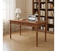 Solid Wood Desk, Natural Oak Table with Drawers, Century Modern Writing Desk Workstation for Bedroom or Study D,120cm