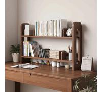 Solid Wood Desktop Bookshelf & Adjustable Mobile BookendsTall Storage Organizer for Dorms Kitchens Offices and Dressing Tables (Tea Color 23.6"x7.9"x39.4")
