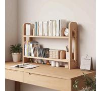 Solid Wood Desktop Bookshelf with Adjustable Mobile Bookends Tall Desk Storage Organizer for Dorms Kitchens Offices & Dressing Tables (23.6x7.9x31.5in)