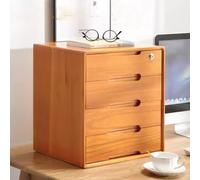 Solid Wood Desktop Storage Box with Lock - 4-Drawer File Cabinet Rustic Dresser & Desk Drawer Accessories Secure Locking Filing Solution for Home & Office