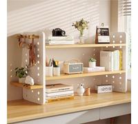 Solid Wood Desktop Storage Organizer Display Shelf Book Rack, Home Office Desk Decor Bookshelf with Side Hole Plate Organizer - Gifts