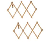 Solid Wood Diamond -shaped Telescopic Coat Hook, Wall Mounted Device Bamboo Frame - Bamboo Hook Bathroom Corridor Living Room Kitchen Storage Shelf - (2 Packs)