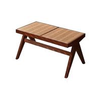 Solid Wood Dining Bench, 90cm Entryway & Living Room Seating, PVC Rattan Woven Design, Walnut Finish, Perfect for Dining Table & Home Decor