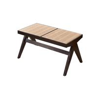 Solid Wood Dining Bench - Woven PVC Rattan Entryway Bench for Living Room & Dining Room 90cm (35.4in) - Versatile Seating Solut
