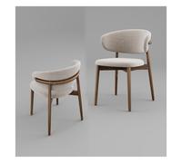 Solid Wood Dining Chair Set - 2 Pieces Curved Backrest Adjustable Feet Natural Wood Legs Slish Black & Walnut h for Modern Dining Room