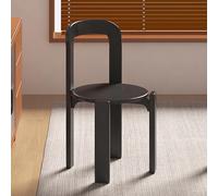 Solid Wood Dining Chair Set, Armless Kitchen Side Chairs, Stackable Guest Chairs with Curved Back, Mid-century Modern Style for Living Room and Dining Room