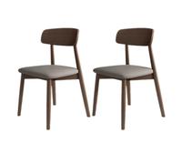 Solid Wood Dining Chair Set - Comfortable Upholstered Dining Seats with Full Support for Kitchen, Living Room, and Hotel - Dark Walnut & Dark Grey (2-Pack)