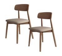 Solid Wood Dining Chair Set - Comfortable Upholstered Seat with Full Back Support - Perfect for Dining Room, Kitchen, or Hotel - Light Walnut & Dark Khaki (2 Pack)