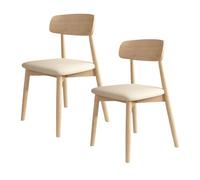 Solid Wood Dining Chair Set - Comfortable Upholstered Seating for Kitchen, Living Room, and Hotel - Full Support, Elegant Design (Log+Light Khaki, 2 Pack)