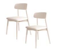 Solid Wood Dining Chair Set - Comfortable Upholstered Seats with Full Back Support - Ideal for Dining Room, Kitchen, and Hotel Use (White, 2 Pieces)