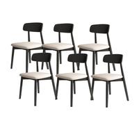 Solid Wood Dining Chair Set - Comfortable Upholstered Seats with Full Back Support - Perfect for Dining Room, Kitchen & Hotel (Black & White, 6 Pieces)