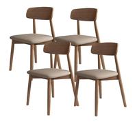Solid Wood Dining Chair Set - Comfortable Upholstered Seats with Full Support, Ideal for Dining Room, Kitchen, or Hotel - Light Walnut & Dark Khaki (Set of 4)