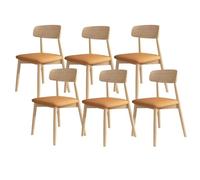 Solid Wood Dining Chair - Upholstered Comfortable Seat with Full Support - Perfect for Living Room, Kitchen, Hotel - Log & Orange Finish (Set of 6)